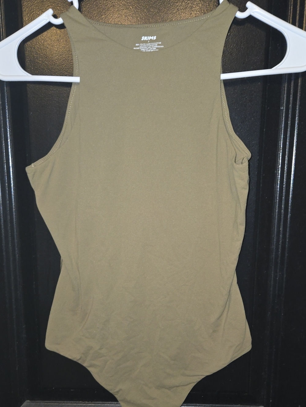 SKIMS Olive Tank Bodysuit with High Scoop Back